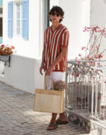 Cotton Pocket Natural Starched Jute Shopper - Image 2