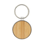 RCS recycled zinc alloy round keychain with bamboo