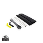 Tierra 2pcs straw and cutlery set in pouch - imagine 2