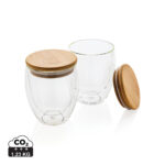 Double wall borosilicate glass with bamboo lid 250ml 2pc set - imagine 2