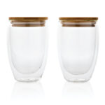 Double wall borosilicate glass with bamboo lid 350ml 2pc set - imagine 3
