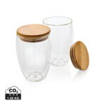 Double wall borosilicate glass with bamboo lid 350ml 2pc set - imagine 2
