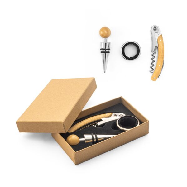 SAVORY. Set de vin din bambus și oțel inoxidabil