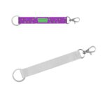 CRAWLEY. Lanyard scurt din poliester pentru imprimare prin sublimare cu inel standard și clemă tip carabină