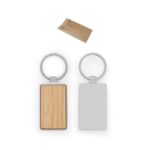 GASTON RECTANGULAR. Breloc dreptunghiular din fier, zinc și bambus