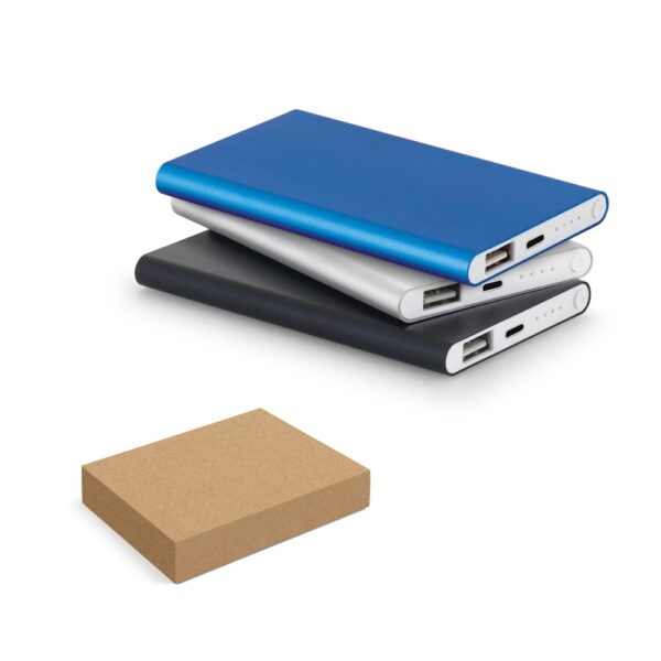 MARCET. Power bank slim 4'000 mAh din ABS reciclat (70% rABS) și aluminiu reciclat (30% rAL)